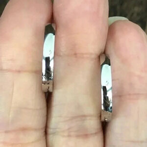 Silver Clamp Hoop Thick Stainless Steel Earrings NWT